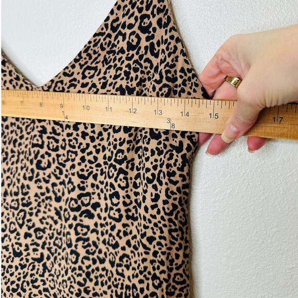 Reformation Marlowe Black Tan Leopard Print Mini Front Slit Dress XS - Picture 12 of 13